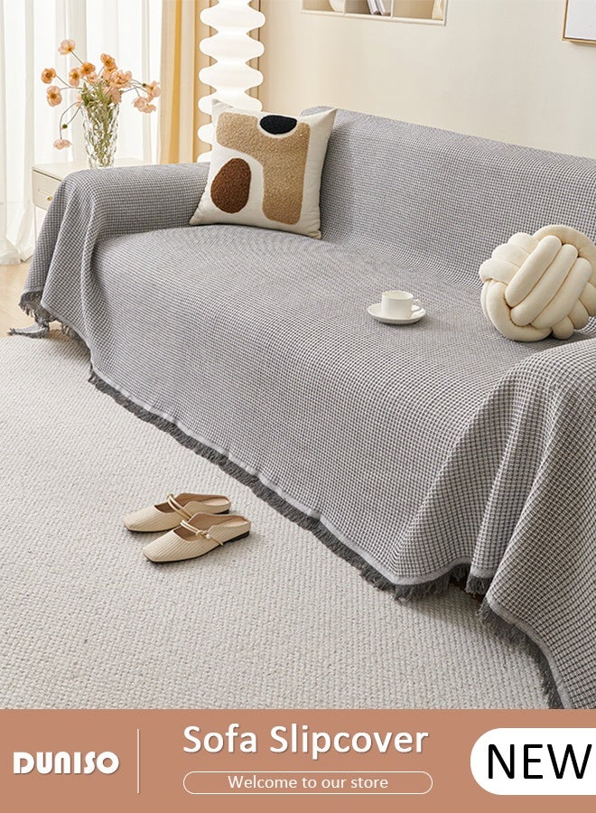 DUNISO Weave Sofa Cover for 3 Cushion Couch,Sectional Couch Covers Sofa Chair Slipcover for Home or Workplace Weave Sofa Towel Cover Tablecloth Carpet Throw Blanket For Bed 130*180cm - Image 1