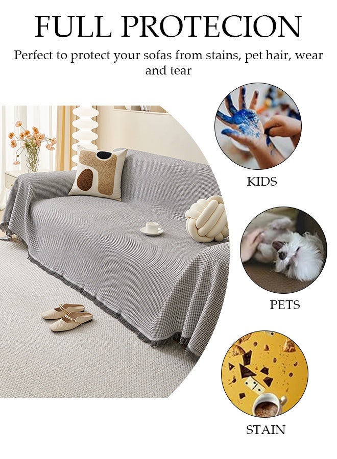 DUNISO Weave Sofa Cover for 3 Cushion Couch,Sectional Couch Covers Sofa Chair Slipcover for Home or Workplace Weave Sofa Towel Cover Tablecloth Carpet Throw Blanket For Bed 130*180cm - Image 3