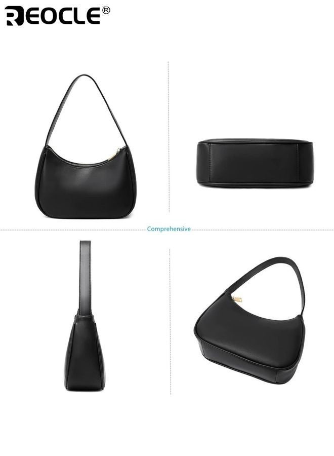 REOCLE Women's Hobo Shoulder Bag with Curved Design and Zipper Closure Mini Tote Purse with Compact Size for Daily Essentials - Image 2