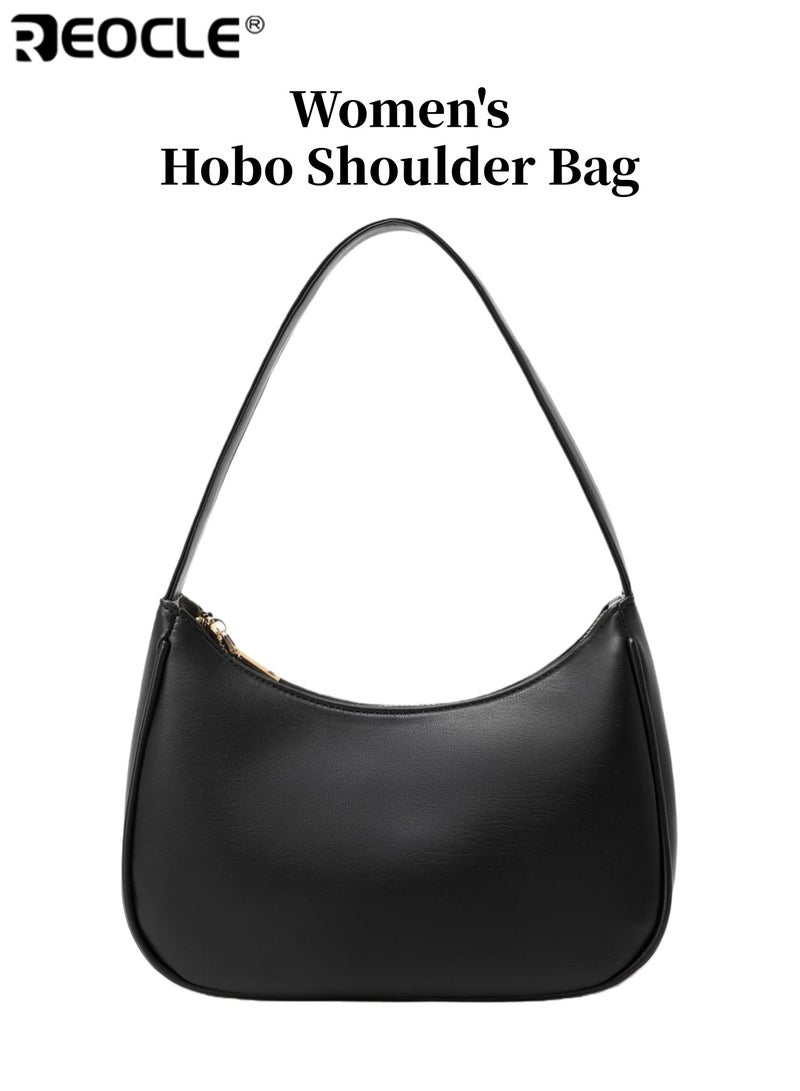 REOCLE Women's Hobo Shoulder Bag with Curved Design and Zipper Closure Mini Tote Purse with Compact Size for Daily Essentials - Image 1