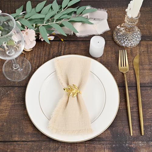 Tomeurperf 30 Packs Cotton Linen Napkins,Handmade Cloth Napkins Bulk with Fringe, Rustic Boho Napkins Cloth,Cloth Napkins for Romantic Wedding Party Event Dinner Birthday Table Decor(Beige,16 x 16 Inch) - Image 3