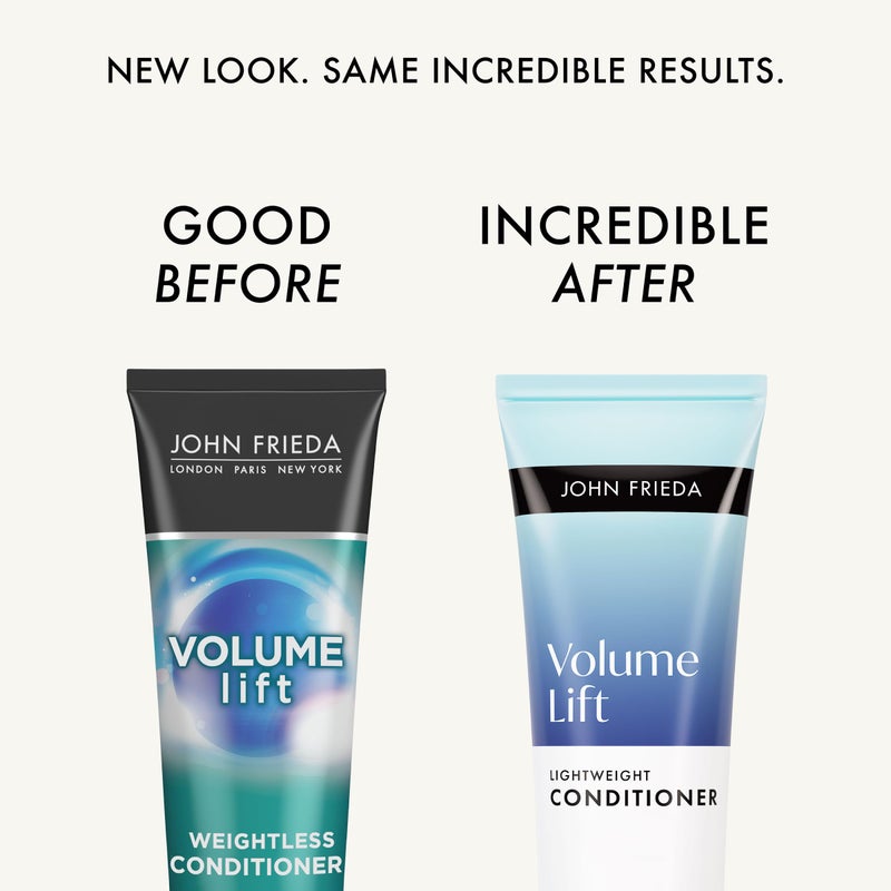 John Frieda بلسم جون فريدا لرفع الحجم خفيف الوزن، بلسم مكثف بتقنية الهواء الحريري للشعر الناعم أو المسطح، يضيف امتلاءً طبيعياً، آمن للشعر المعالج بالألوان، 8.45 أونصة، عبوة من 2 - Image 2
