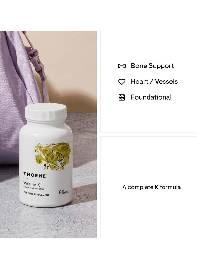 Thorne - Vitamin K, K1 and Two Forms of K2 Dietary Supplement 60 Capsules - Image 1