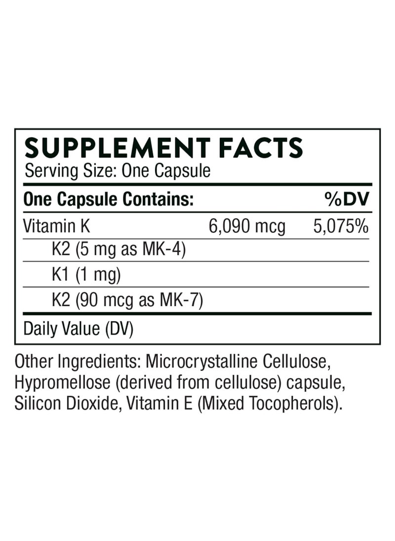 Thorne - Vitamin K, K1 and Two Forms of K2 Dietary Supplement 60 Capsules - Image 1