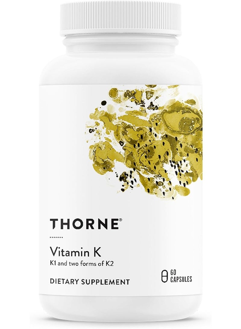 Thorne Vitamin K - K1 and two forms of K2 - Dietary Supplement - 60 Capsules - Image 1