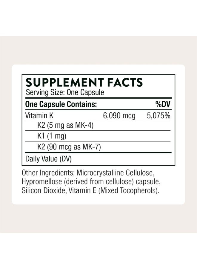 Thorne Vitamin K - K1 and two forms of K2 - Dietary Supplement - 60 Capsules - Image 2