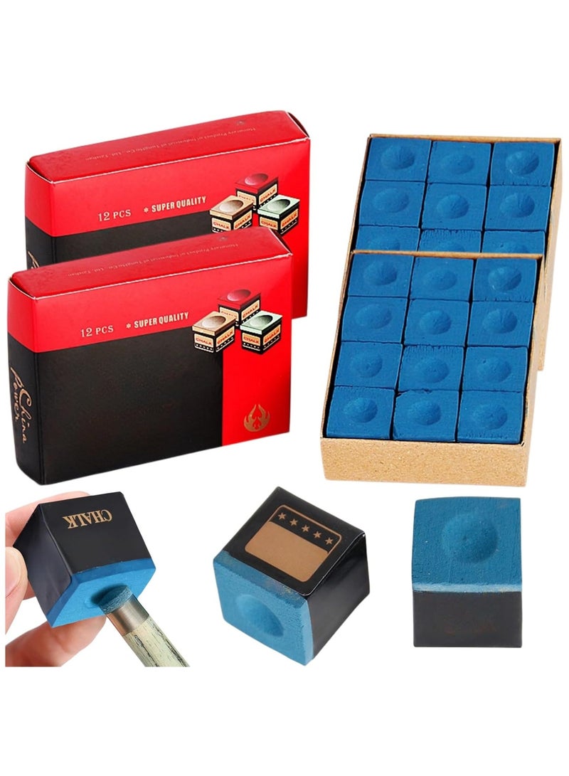 ZDL Billiard Chalk, 24 Pieces Billiard Chalk Accessories, Pool Cue Cube, Billiard Chalk Blue, Calcium Carbonate Non-Slip Billiard, Billiard Accessories Chalk, Billiard Chalk for Amateurs and - Image 1