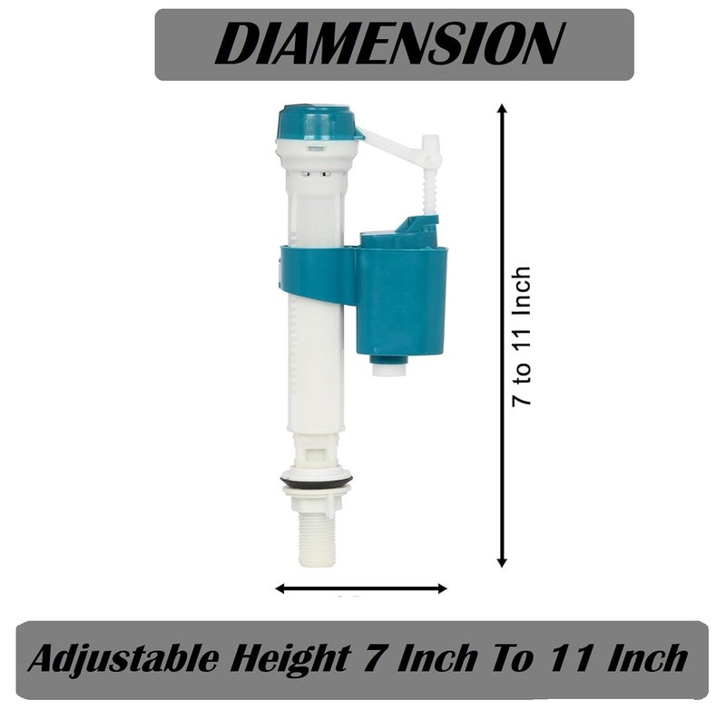 JAGGER صمام تعبئة خزان المرحاض JAG347 البلاستيكي المضاد للسيفون القابل للتعديل من 6" إلى 10" مجموعة إصلاح صمام الكرة لخزان المرحاض مناسب للمرحاض ذو القطعتين والقطعة الواحدة (صمام تدفق عالمي، 2) - Image 5