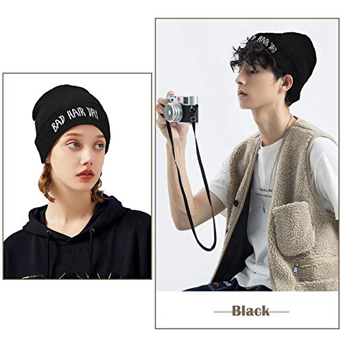Joyci Winter Unisex Funny Bad Hair Day Hip Pop Beanie Hat Women Men Ski (Black) - Image 4
