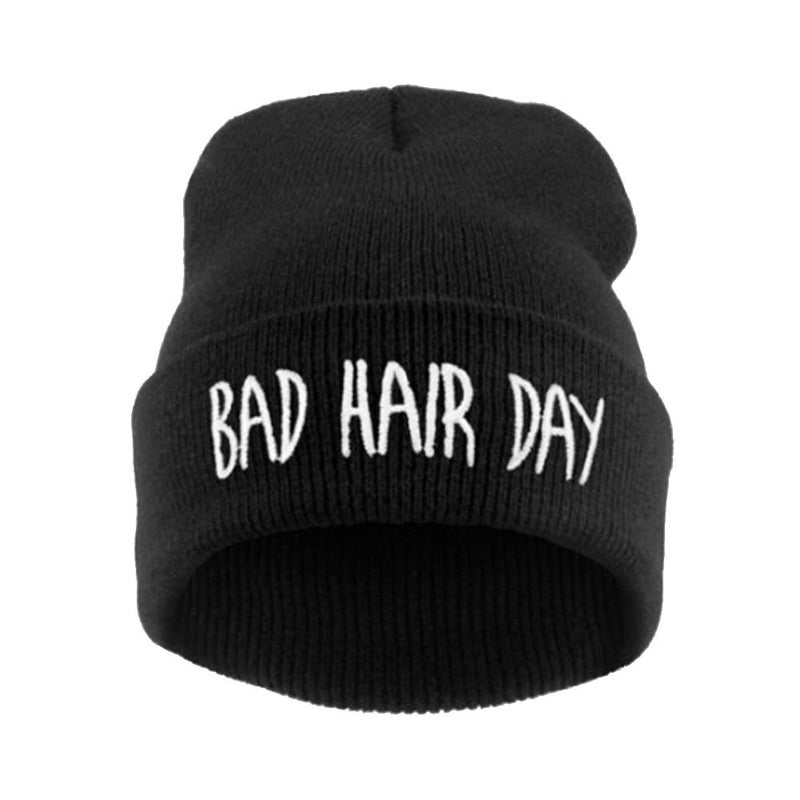 Joyci Winter Unisex Funny Bad Hair Day Hip Pop Beanie Hat Women Men Ski (Black) - Image 1