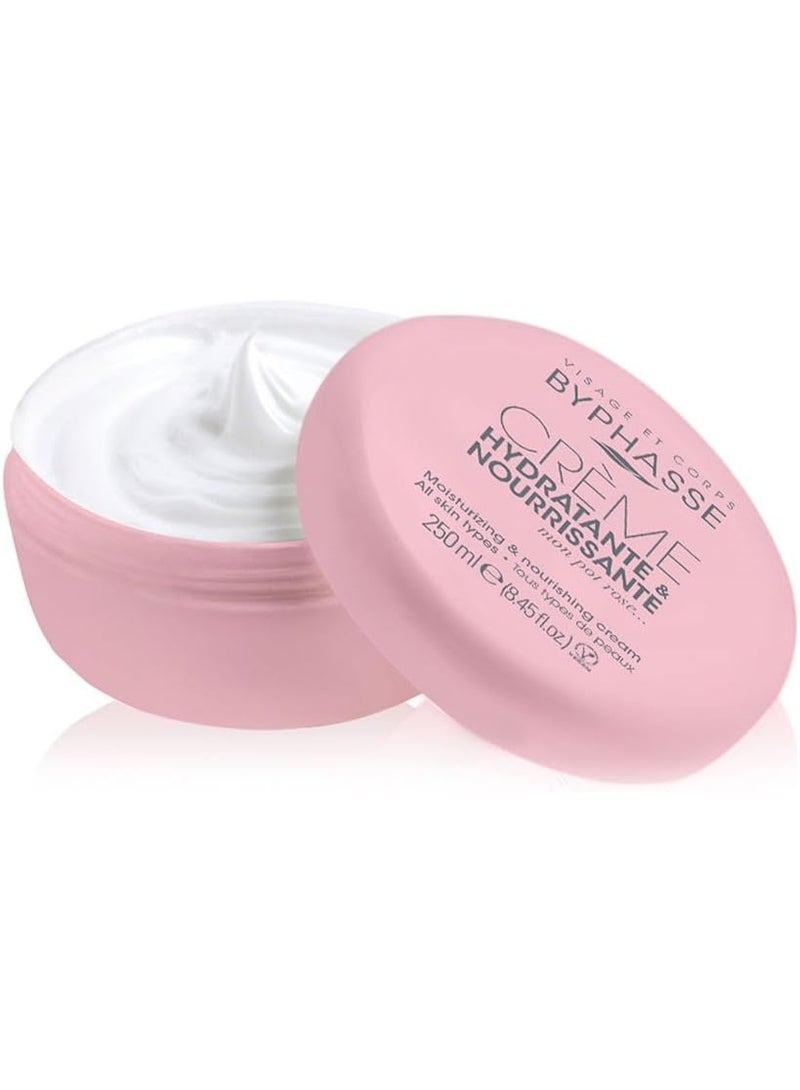 Byphasse Moisturizing and Nourishing Cream for Face and Body, Suitable for All Skin Types. This smooth, fast-absorbing moisturizer has a refreshing scent. - Image 1