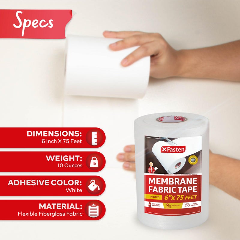 XFasten Waterproofing Membrane Sheet, 6â€ x 75 Ft Shower Waterproofing Membrane Tape for Underlayment Tile, EPDM Underlayment, Cement Board Tape - Image 3