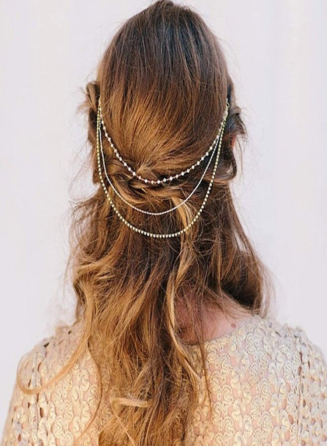 RECTYO GALLERY 1 Pcs Premium Crystal Head Chain Jewelry Pearl Gold Hair Bridal Headpiece Hair Accessories for Women - Image 5