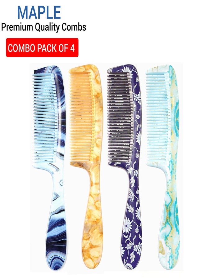 Maple Hair Comb for Women, Men Printed Dressing Detangling Grooming Handle Comb Combo Set (Multicolour), Pack of 4 - Image 4