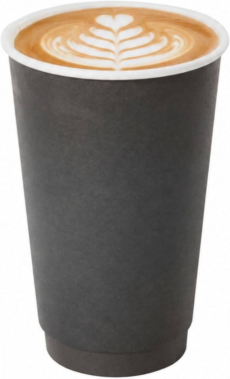 Restaurantware 500-CT Disposable Black 16-oz Hot Beverage Cups with Double Wall Design: No Need for Sleeves - Perfect for Cafes - Eco Friendly Recyclable Paper - Insulated - Wholesale Takeout Coffee Cup - Image 1
