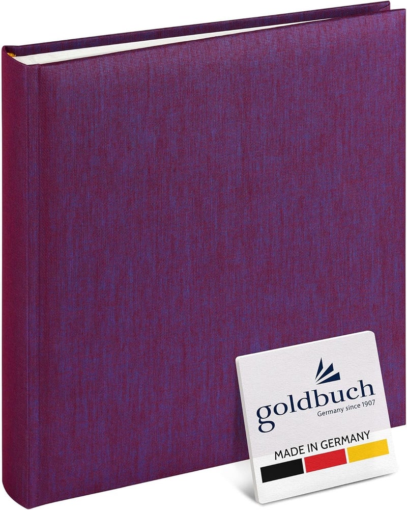 Goldbuch Summertime Trend 24807 Photo Album, 25 x 25 cm, Photo Book with 60 White Pages & Glassine Dividers, Linen Photo Album, Memory Album, Blackberry - Image 1