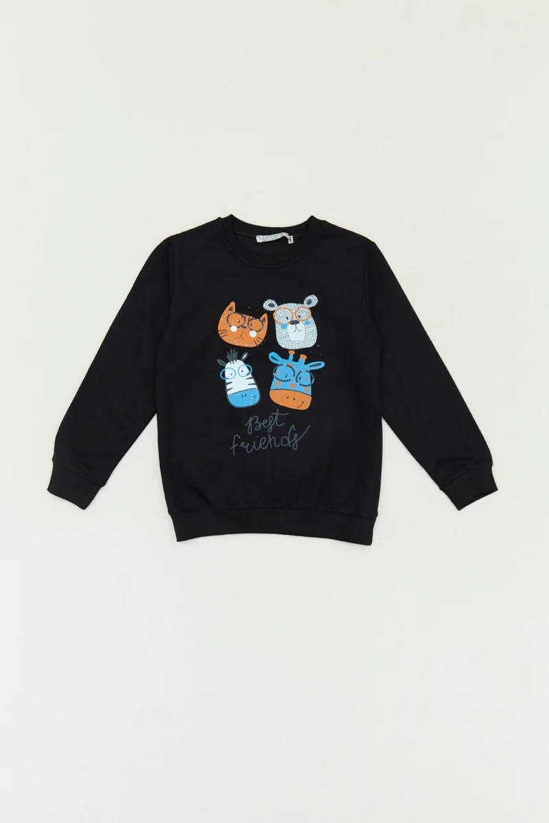فولامودا Printed Crew Neck Boy's Sweatshirt