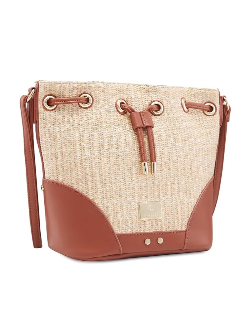 Caprese Georgia Sling Bag, Brown-Medium | Self Designed Handbag for Women | Adjustable Strap & Spacious Interiors | Perfect Ladies Purse for Carrying Everyday Essentials & Travel - Image 1