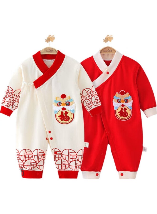 Youqi Newborn Baby Clothes, Year Of The Dragon Newborn Onesie, Chinese-Style Full Moon Outfit, Hundred-Day Celebration Dress - Image 3