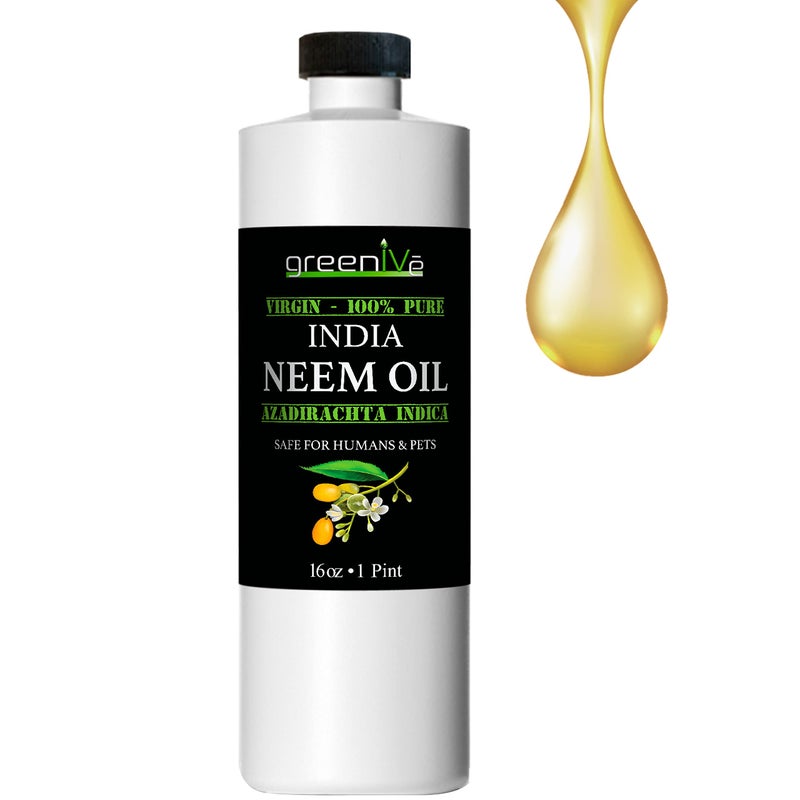 GreenIVe 100% Organically Grown Neem Oil, Cold-Pressed Virgin, Pure & Natural, 16 oz - Ideal for Gardening, Skin Care, Hair Care & Pet Care (16 Ounce) - Image 1