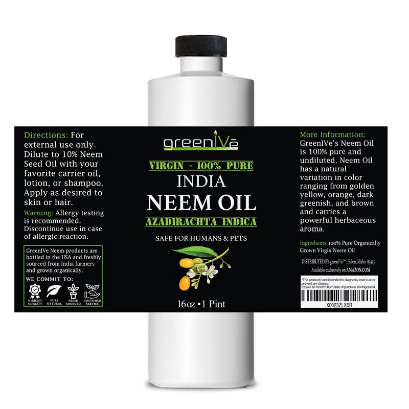 GreenIVe 100% Organically Grown Neem Oil, Cold-Pressed Virgin, Pure & Natural, 16 oz - Ideal for Gardening, Skin Care, Hair Care & Pet Care (16 Ounce) - Image 3