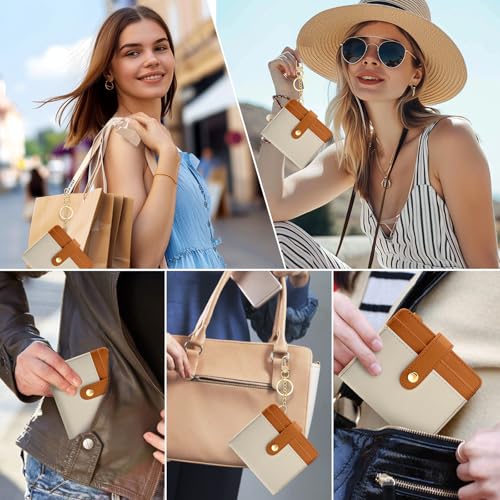 Jogjam Small Ladies Wallet, Rfid Slim Thin Compact Credit Card Women Wallet, PU Leather Bifold Cash Wallet, Zipper Coin Pocket & ID Window, Female Gifts Beige and Brown - Image 2