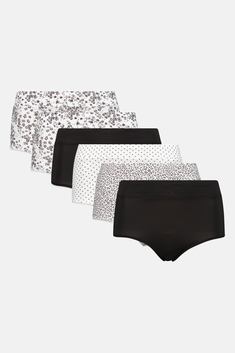 Gloria Vanderbilt Women 5 Pack Allover Print Hi-Cut Microfiber Briefs, Multicolor - Image 2
