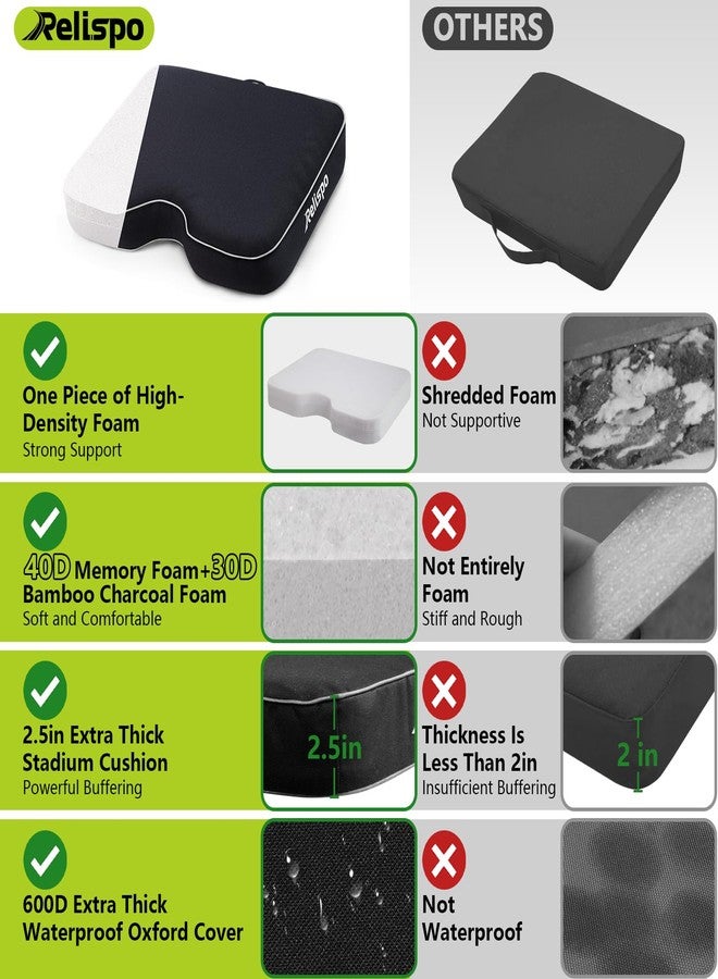 Relispo Stadium Seats for Bleachers with Integral Cutting Memory Foam, Stadium Seat Cushion Waterproof Extra Thick Bleacher Cushion, Portable Stadium Cushions for Indoor Outdoor Events (2 Packs) - Image 3