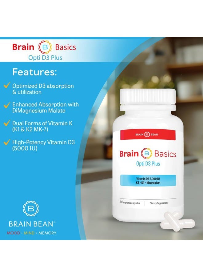 Brain-Bean Basics Opti D3 Plus | Vitamin D3 K2 5,000IU, Vitamin K1, and Magnesium | 90 Servings - Image 2