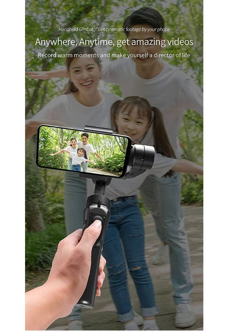 3-Axis Gimbal Handheld Smartphone Stabilizer for Smartphones，Support object tracking,scene switching,time lapse photography,fast horizontal shoot,compatible with any smart mobilephone and cam