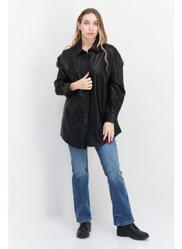 Black Tape Women Plain Motorcycle Jacket, Black  - Image 3