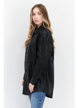 Black Tape Women Plain Motorcycle Jacket, Black  - Image 4