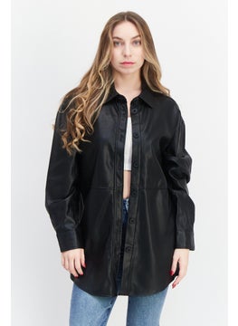 Black Tape Women Plain Motorcycle Jacket, Black  - Image 1