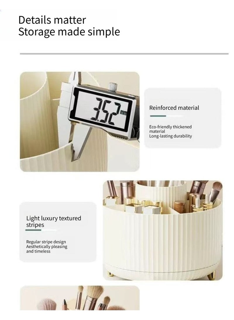 ✨ منظم مكياج دوار 360° ✨ صندوق تخزين كبير لفرش وأحمر الشفاه | حامل فرش مكياج بمقصورات متعددة - Image 3