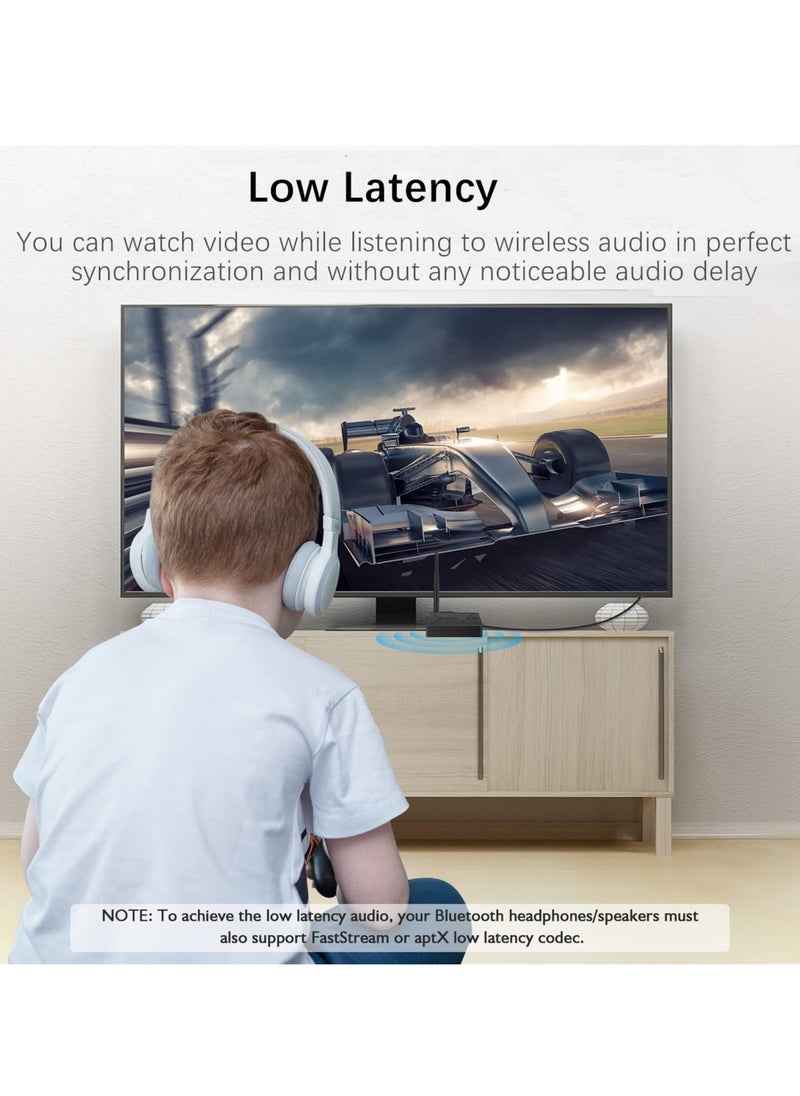 SYOSI - Bluetooth 5.0 Transmitter for TV, aptX Low Latency Audio Adapter with Optical Input, Coaxial Input, AUX Input, Plug and Play, HD Sound Quality, USB Powered - Image 1