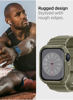 Spigen Rugged Armor Pro Apple Watch Band with Case for Series 9 / 8 /7 (45mm) and Series 6/SE2/SE/5/4 (44mm) - Vintage Khaki  - Image 4