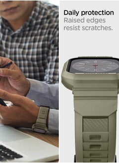 Spigen Rugged Armor Pro Apple Watch Band with Case for Series 9 / 8 /7 (45mm) and Series 6/SE2/SE/5/4 (44mm) - Vintage Khaki  - Image 5
