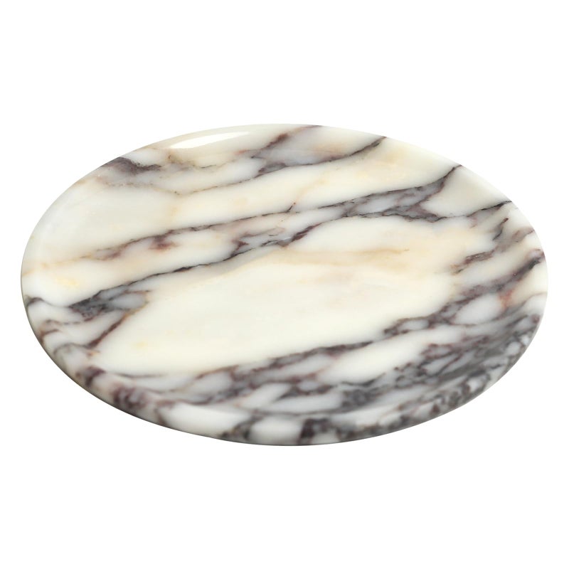 DUANYAN Natural Marble Tray, Coffee Table, Food, Fruit, Paper Cup, Cake Display, Coffee bar, Family Gatherings, Seasonal Holiday Decoration Tray(Viola-Circular-9.8"x9.8"x0.7") - Image 1