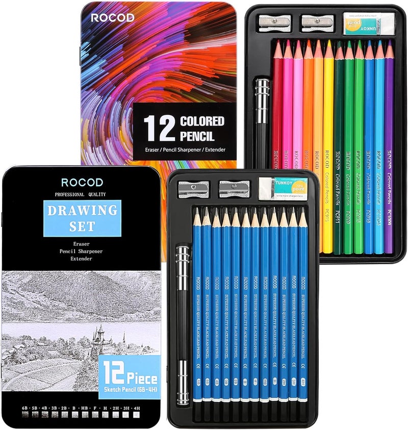 ROCOD Profession Sketch Pencils & Colored Pencils for Adults Drawing Pencils Set - Image 1