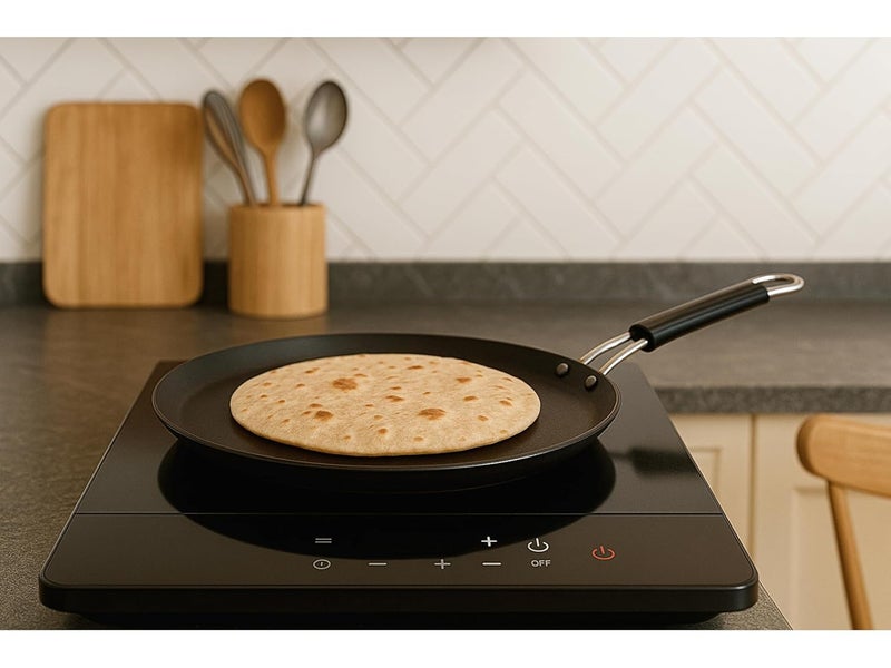 BARTN Pure Iron Heavy Induction Tawa for Roti/Chapati with Steel Handle | Premium Flat Bottom Induction Loha Tava with Health Benefits | Non-Toxic, No Chemical Layers| 11 Inch, 1.3 KG | Induction Base - Image 5