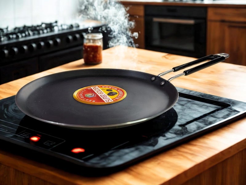 BARTN Pure Iron Heavy Induction Tawa for Roti/Chapati with Steel Handle | Premium Flat Bottom Induction Loha Tava with Health Benefits | Non-Toxic, No Chemical Layers| 11 Inch, 1.3 KG | Induction Base - Image 1