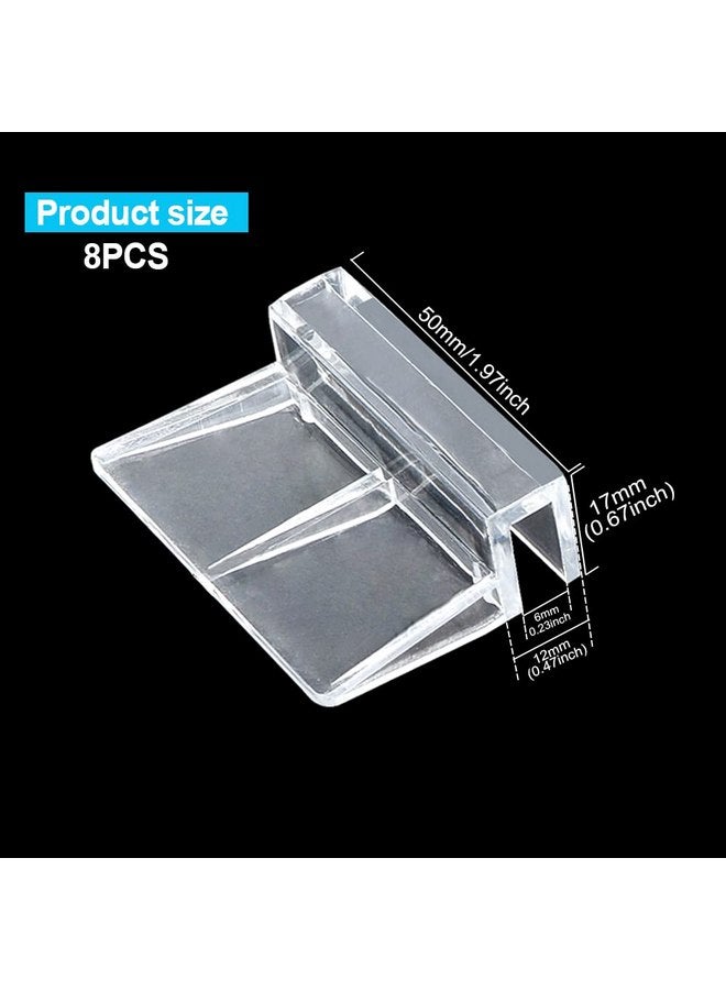 Acrylic Aquarium Cover Clip,Clear Fish Tank Glass Cover Clip Support Holder,Universal Lid Clips for Rimless Aquariums (6mm) 8 PCS - Image 2