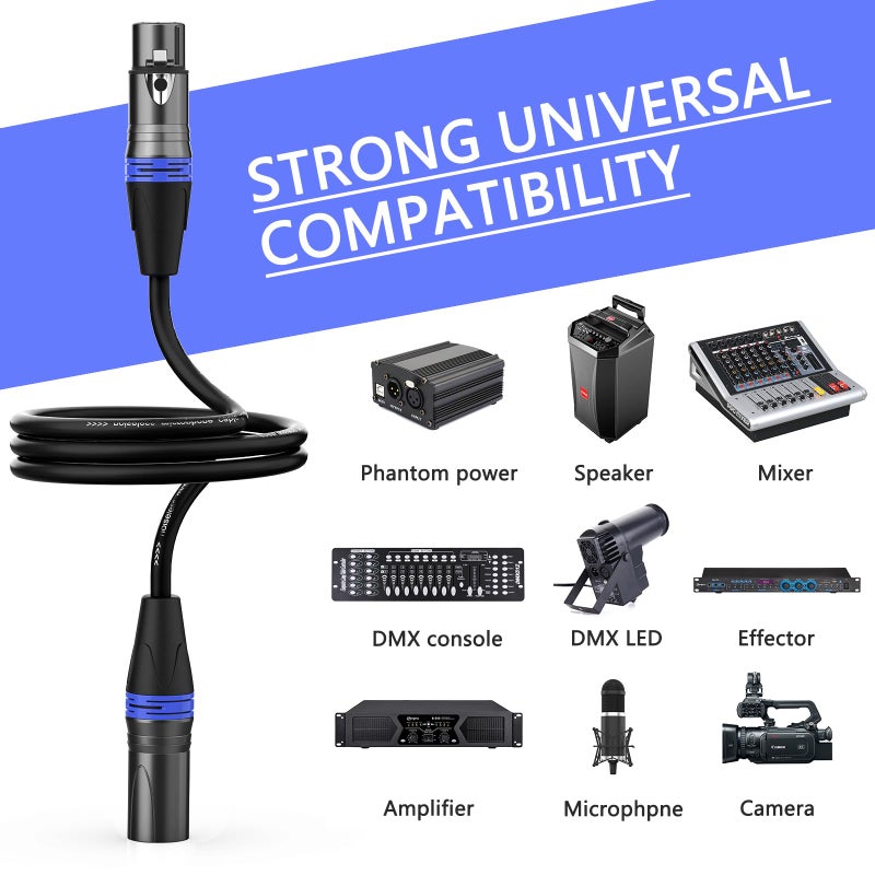 BGBGKK XLR Cables 25ft 6 Pack, Professional XLR Microphone Cable Male to Female, Gold-Plated 3-pin X LR Speaker Cables Balanced Mic Cord, Multicolor - Image 3