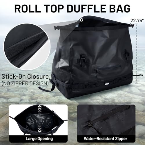 MIER Large Waterproof Duffel Bag Rolltop Dry Backpack Duffle Bags for Kayaking, Rafting, Boating, Swimming, Camping, Travel, Gym, Beach, 80L, Black - Image 4