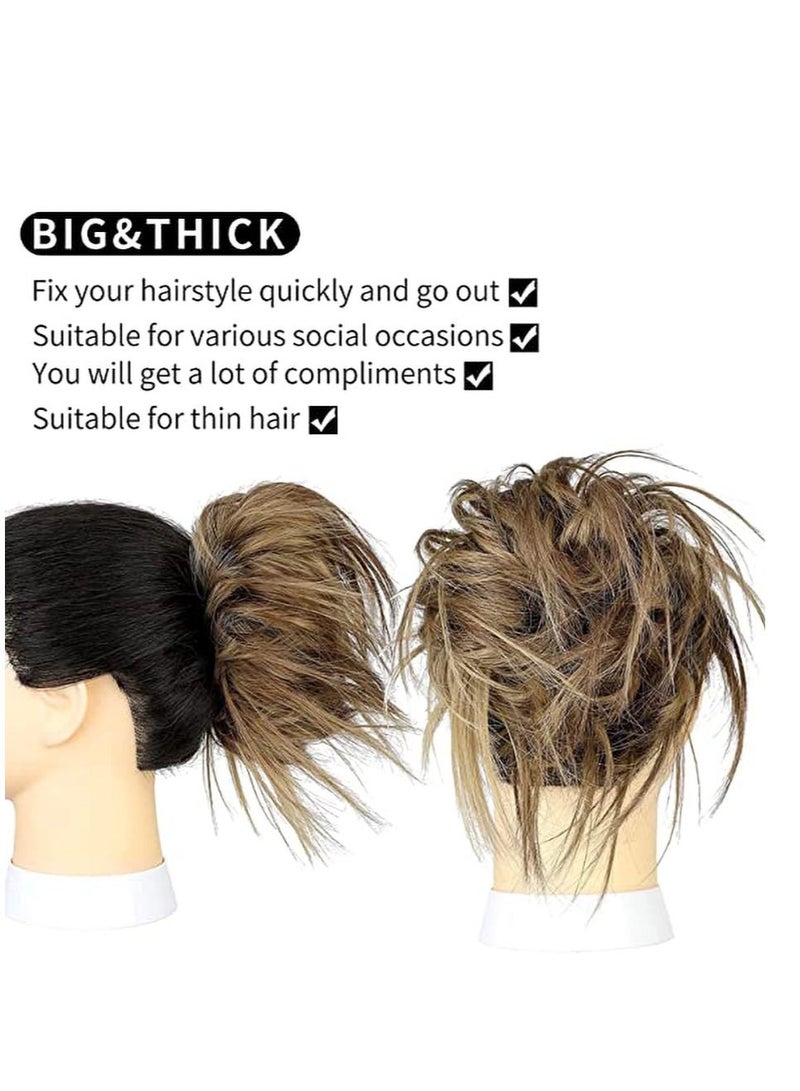 إستيل كعكة الكوكتيل الفوضوي ، وصلات شعر على شكل كعكة الشعر ، وصلات شعر مطاطية ، قطعة شعر ، وصلات شعر مستقيمة - Image 3