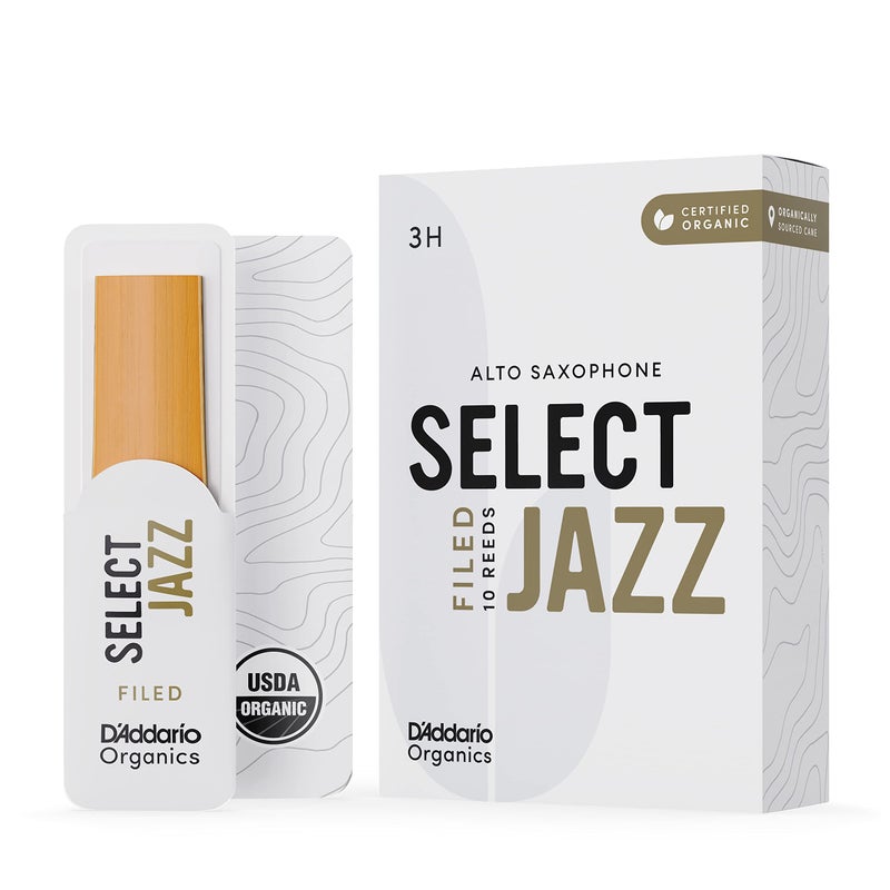 D'Addario DAddario Organic Select Jazz Filed Alto Saxophone Reeds Sax Reeds Individually Sealed 3 Hard 10 Pack - Image 2