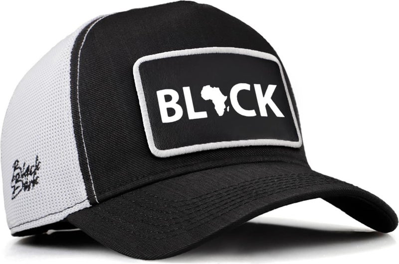 Black Börk V2 Trucker Black - Unisex Black-White Cordura Fabric Hat (Cap) with 2 Code Logo  - Image 1