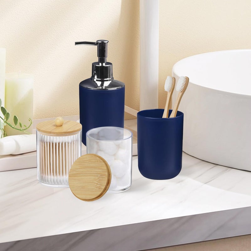 CERBIOR Bathroom Accessories Set 6 Piece Bath Ensemble Includes Soap Dispenser, Toothbrush Holder, Toothbrush Cup, Soap Dish for Decorative Countertop and Housewarming Gift (Royal blue-8pcs) - Image 4