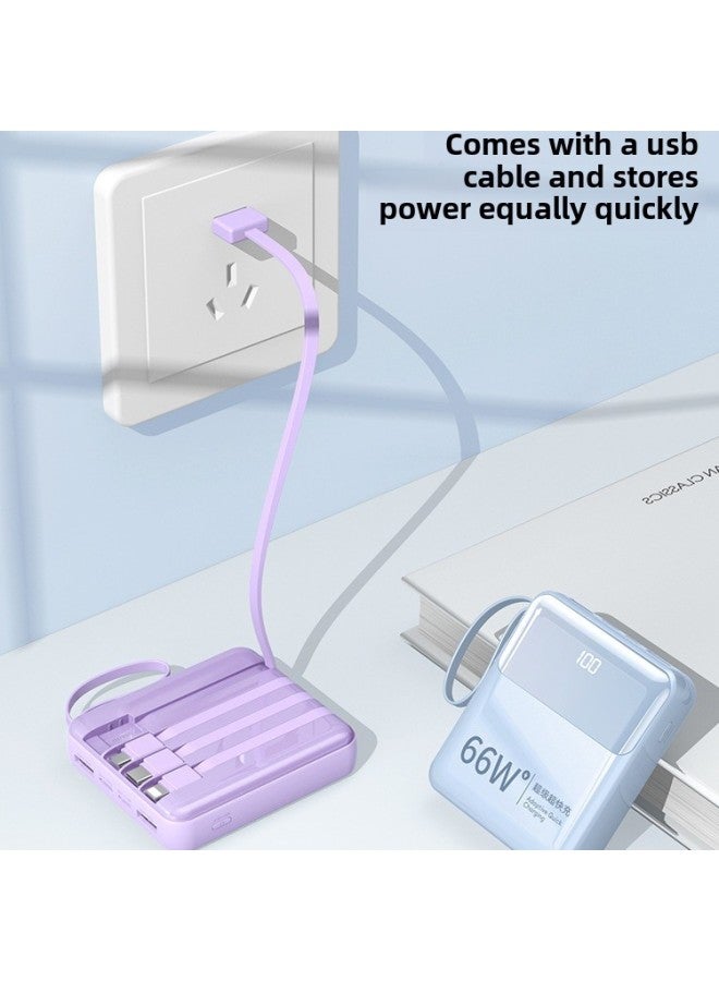 Charging Treasure Self-belt Line 66W Super Fast Charging 20000 MA Large Capacity Mini Ultra-thin Compact Portable 2024 Set-Colour:Classic Black  Standard Version + 100% Speed Increase-Line Length:20000mAh - Image 5