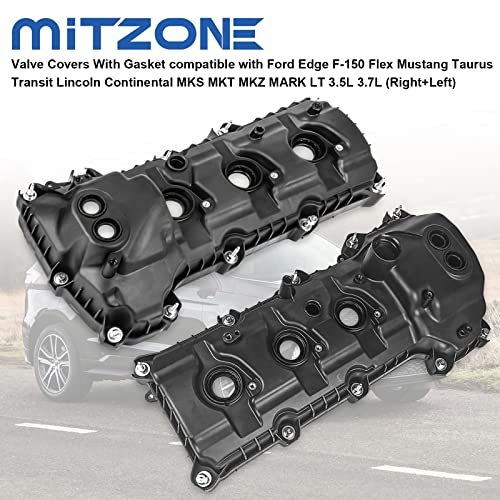 MITZONE Valve Covers Compatible with Ford Edge F-150 Flex Mustang Taurus Transit Lincoln Continental MKS MKT MKZ Mark LT 3.5L 3.7L Non-Turbocharged (Right+Left) - Image 5